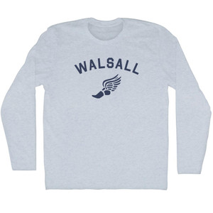 Walsall Running Track Winged Foot Adult Tri-Blend Long Sleeve T-shirt - Athletic White