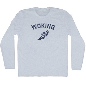 Woking Running Track Winged Foot Adult Tri-Blend Long Sleeve T-shirt - Athletic White