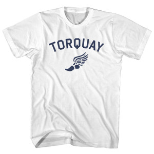 Torquay Running Track Winged Foot Womens Cotton Junior Cut T-Shirt - White