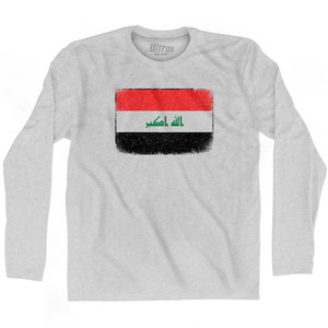 Iraq Country Flag Adult Cotton Long Sleeve T-shirt - Grey Heather