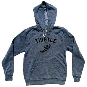 Thistle Running Track Winged Foot Tri-Blend Hoodie - Blue