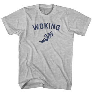 Woking Running Track Winged Foot Womens Cotton Junior Cut T-Shirt - Grey Heather