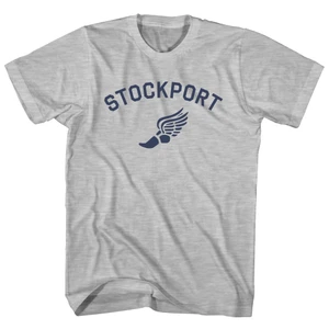 Stockport Running Track Winged Foot Womens Cotton Junior Cut T-Shirt - Grey Heather
