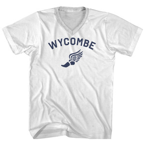Wycombe Running Track Winged Foot Adult Cotton V-neck T-shirt - White