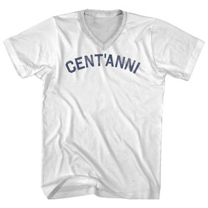 Cent'Anni Adult Cotton V-neck T-shirt - White
