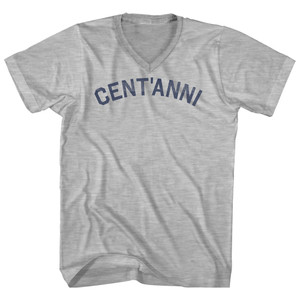 Cent'Anni Adult Cotton V-neck T-shirt - Grey Heather