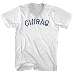 Chiraq Adult Cotton V-neck T-shirt - White