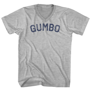 Gumbo Adult Cotton V-neck T-shirt - Grey Heather