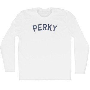 Perky Adult Cotton Long Sleeve T-shirt - White