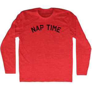 Nap Time Adult Tri-Blend Long Sleeve T-shirt - Athletic Red