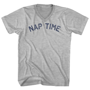 Nap Time Adult Cotton V-neck T-shirt - Grey Heather