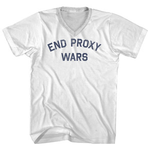 End Proxy Wars Adult Cotton V-Neck T-Shirt - White