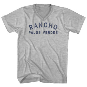 Rancho Palos Verdes Adult Cotton V-Neck T-Shirt - Grey Heather
