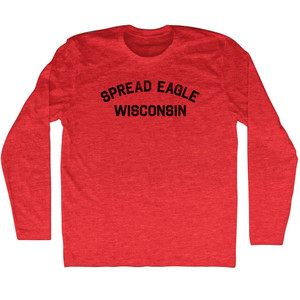 Spread Eagle Wisconsin Adult Tri-Blend Long Sleeve T-Shirt - Athletic Red