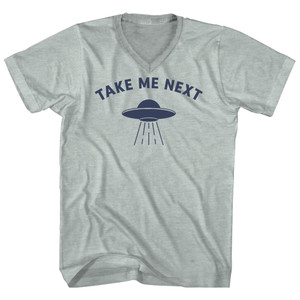 Take Me Next Ufo Alien Abduction Adult Tri-Blend V-neck T-shirt - Athletic Cool Grey Take Me Next Ufo Alien Abduction Adult Tri-Blend V-neck T-shirt - Athletic Cool Grey