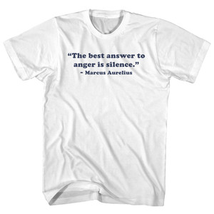 The Best Answer To Anger Is Silence. - Marcus Aurelius Quote Tees Youth Cotton T-shirt - White