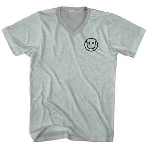 Happy Tennis Ball Smile Adult Tri-Blend V-neck T-shirt - Athletic Cool Grey