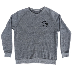 Happy Tennis Ball Smile Adult Tri-Blend Sweatshirt - Athletic Grey