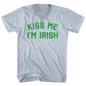 Kiss Me I'm Irish Adult Tri-Blend V-neck T-shirt - Athletic White