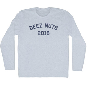 Deez Nuts 2016 Adult Tri-Blend Long Sleeve T-shirt - Athletic White