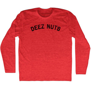 Deez Nuts Adult Tri-Blend Long Sleeve T-shirt - Athletic Red