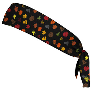 Thanksgiving All Over Pattern Headband Made In USA - Black