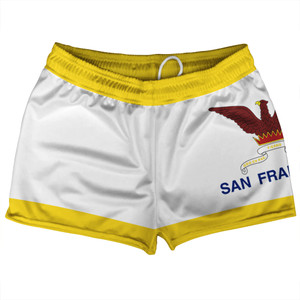 San Francisco Shorty Short Gym Shorts 2.5" Inseam Made In USA - White and Yellow San Francisco Shorty Short Gym Shorts 2.5" Inseam Made In USA - White and Yellow