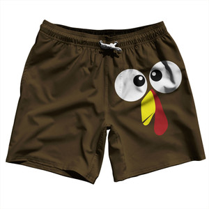 Turkey Trot Crazy Eyes Swim Shorts 7" Made in USA - Brown Turkey Trot Crazy Eyes Swim Shorts 7" Made in USA - Brown