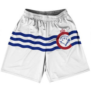 Cincinnati Basketball Practice Shorts Made In USA - White and Blue Cincinnati Basketball Practice Shorts Made In USA - White and Blue