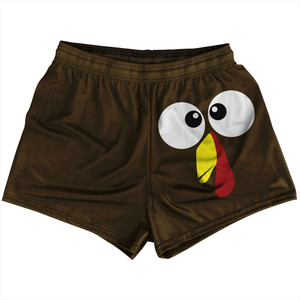 Turkey Trot Crazy Eyes Womens & Girls Sport Shorts End Made In USA - Brown