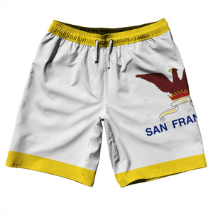 San Francisco 10" Swim Shorts Made in USA - White and Yellow San Francisco 10" Swim Shorts Made in USA - White and Yellow