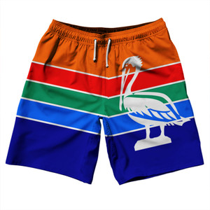 St. Petersburg 10" Swim Shorts Made in USA - Orange and Blue St. Petersburg 10" Swim Shorts Made in USA - Orange and Blue