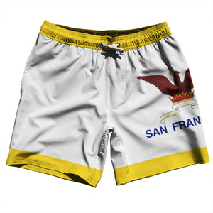 San Francisco Swim Shorts 7" Made in USA - White and Yellow San Francisco Swim Shorts 7" Made in USA - White and Yellow