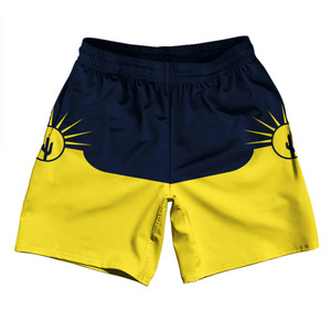 Mesa Arizona Athletic Running Fitness Exercise Shorts 7" Inseam Shorts Made In USA - Yellow and Blue Mesa Arizona Athletic Running Fitness Exercise Shorts 7" Inseam Shorts Made In USA - Yellow and Blue