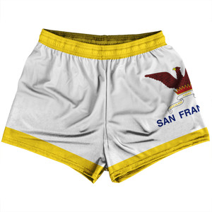 San Francisco Womens & Girls Sport Shorts End Made In USA - White and Yellow San Francisco Womens & Girls Sport Shorts End Made In USA - White and Yellow