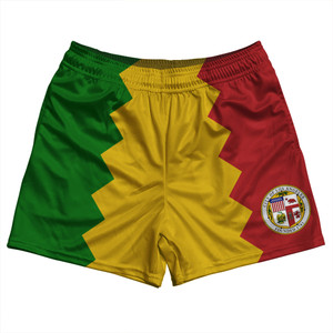 Los Angeles Rugby Shorts Made In USA - Red and Yellow Los Angeles Rugby Shorts Made In USA - Red and Yellow