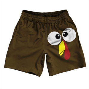 Turkey Trot Crazy Eyes Soccer Shorts Made In USA - Brown Turkey Trot Crazy Eyes Soccer Shorts Made In USA - Brown