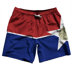 Dallas Swim Shorts 7" Made in USA - Red and Blue Dallas Swim Shorts 7" Made in USA - Red and Blue