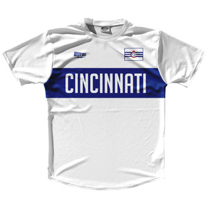 Cincinnati Finish Line Running Shirt Track Cross Made In USA - White and Blue Cincinnati Finish Line Running Shirt Track Cross Made In USA - White and Blue