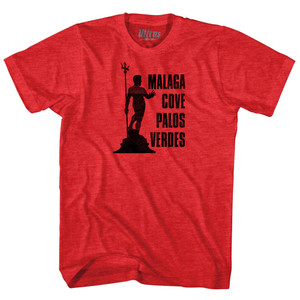 Malaga Cove Palos Verdes Neptune Fountain Adult Tri-Blend T-shirt - Athletic Red