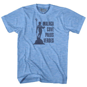 Malaga Cove Palos Verdes Neptune Fountain Adult Tri-Blend T-shirt - Athletic Blue