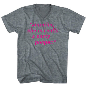 Jennifer, She Is Really A Party Pooper Adult Tri-Blend V-neck T-shirt - Athletic Grey Jennifer, She Is Really A Party Pooper Adult Tri-Blend V-neck T-shirt - Athletic Grey