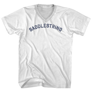 Saddlestring Adult Cotton V-neck T-shirt - White