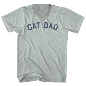 Cat Dad Adult Tri-Blend V-Neck T-Shirt - Athletic Cool Grey