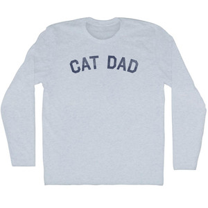 Cat Dad Adult Tri-Blend Long Sleeve T-Shirt - Athletic White