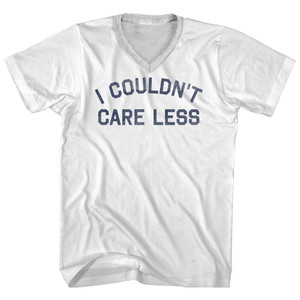 I Couldn't Care Less Adult Cotton V-Neck T-Shirt - White