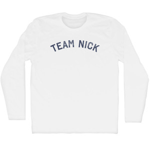Team Nick Adult Cotton Long Sleeve T-Shirt - White