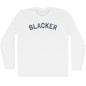Slacker Adult Cotton Long Sleeve T-Shirt - White