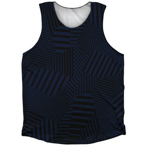 Multiple Lines Pattern Finish Line Athletic Tank Top - Blue Navy and Black Multiple Lines Pattern Finish Line Athletic Tank Top - Blue Navy and Black