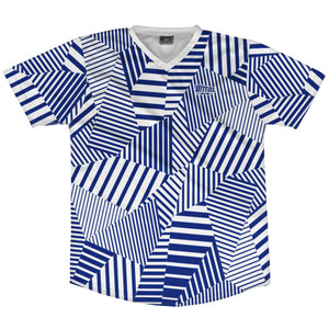 Multiple Lines Pattern Soccer Jersey Made In USA - Blue and White Multiple Lines Pattern Soccer Jersey Made In USA - Blue and White